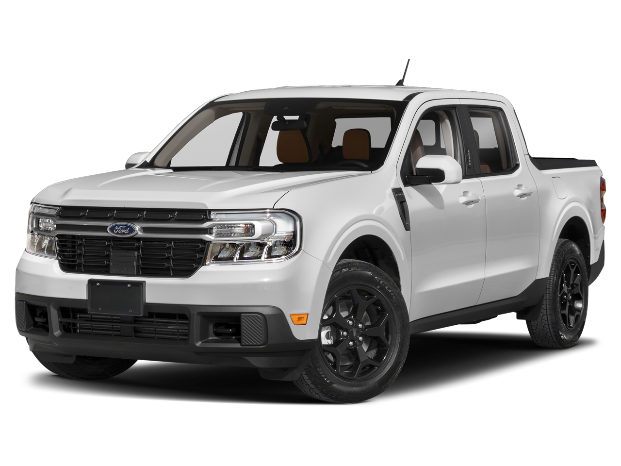 2024 Ford Maverick Lariat in Oxford White — front three-quarter view