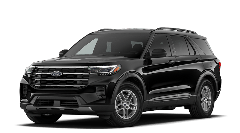 2026 Ford Explorer Active in Agate Black Metallic — front three-quarter view