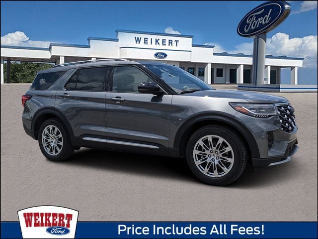 2026 Ford Explorer Platinum in Carbonized Gray Metallic — front three-quarter view