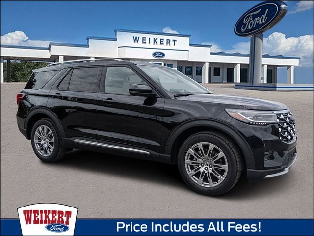 2026 Ford Explorer Platinum in Agate Black Metallic — front three-quarter view