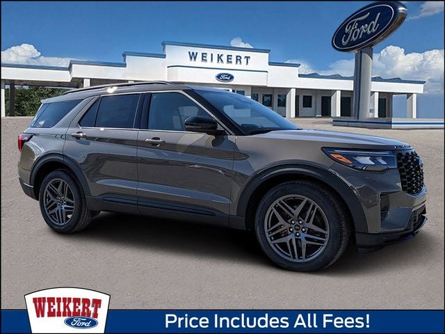 2026 Ford Explorer ST in Marsh Gray — front three-quarter view