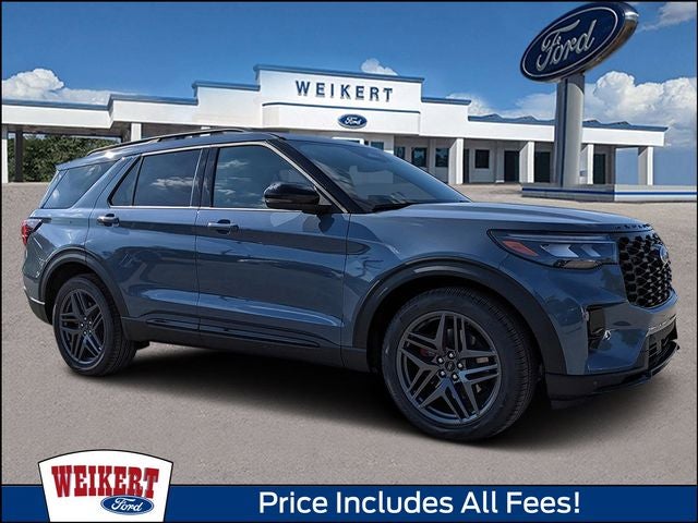 2026 Ford Explorer ST in Vapor Blue Metallic — front three-quarter view