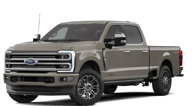 2026 Ford F-250SD Platinum in Marsh Gray — front three-quarter view