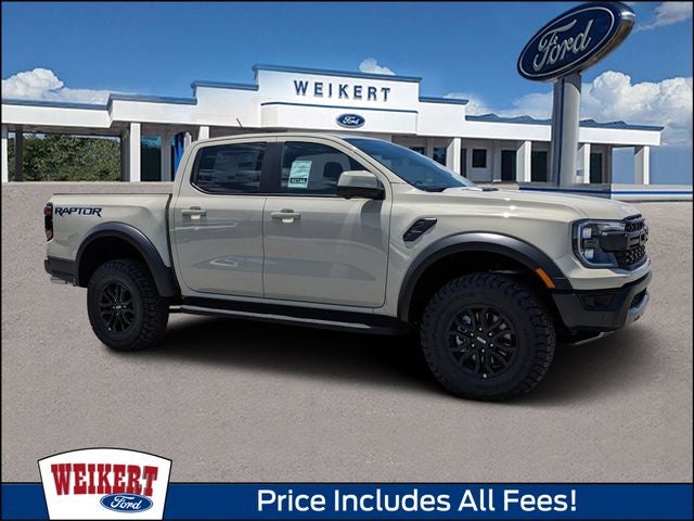 2026 Ford Ranger Raptor in Desert Sand — front three-quarter view