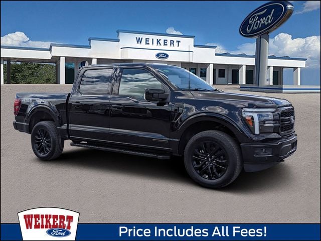 2025 Ford F-150 Lariat in Black Metallic — front three-quarter view
