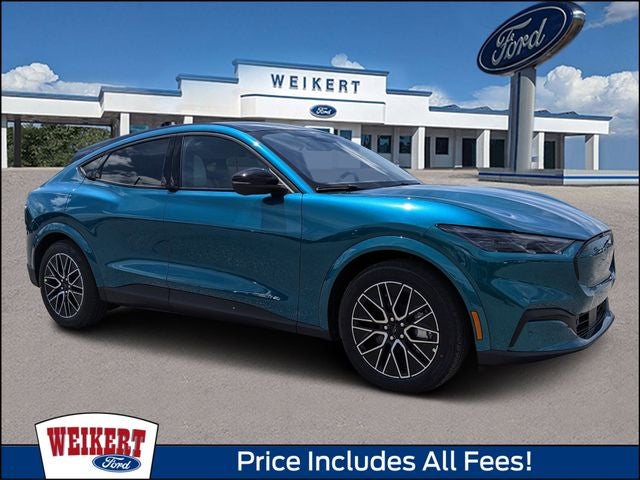 2026 Ford Mustang Mach-E Premium in Adriatic Blue Metallic — front three-quarter view