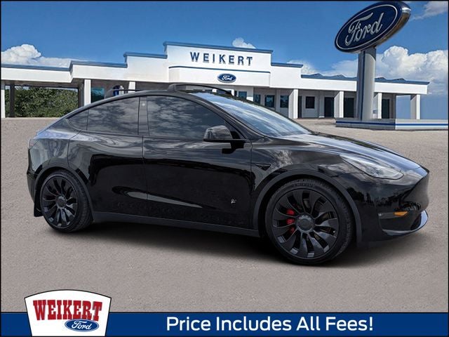 2022 Tesla Model Y Performance in Black — front three-quarter view